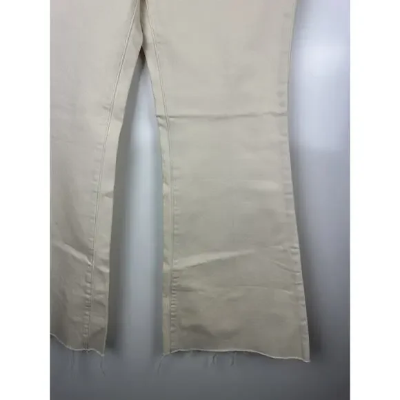 NWT Express Mid Rise Cream Raw Hem '70s Flare Jeans Size 2S 2 Short 28" x 29" - Picture 7 of 16